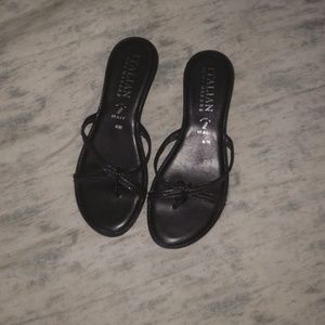 Black leather sandals